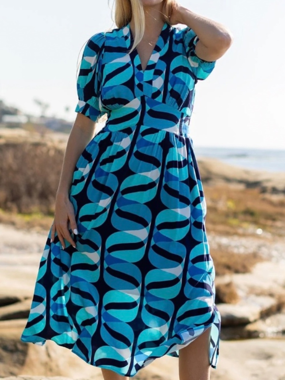 Lesley Evers CAROLINE dress Twist Navy, Size 1X